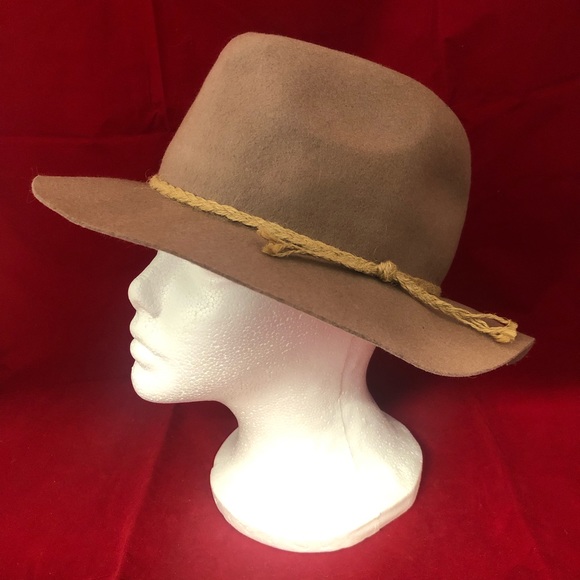 D&Y Accessories - D&Y Tan Floppy Wool Western Inspired Hat